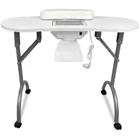 HENGMEI Nageltisch mit Absaugung, Mobiler Maniküretisch Einbau Staubabsaugung Nageltisch Faltbare Nagelstudio Tisch mit Rollen und Handgelenkkissen, Weiß
