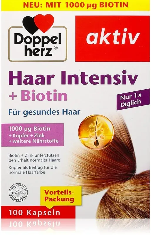 Doppelherz Haar Intensiv + Biotin Kapseln für gesunde und schöne Haare 100 KAP
