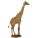 Gartenfigur Rost auf festem Stand – Hochwertig & Wetterfest - Metall Tierfigur - Edelrost Dekofigur/Tier Figur – Gartendeko/Dekoration (Giraffe - Höhe 100cm)