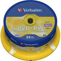 Verbatim DVD+RW Matt Silver 4.7GB DVD+RW 251356- DVD+RW Rohlinge (4,7 GB, DVD+RW, 25, 120 Min, Polycarbonat, 120 mm)