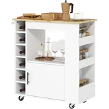 Homcom Küchenwagen Eiche, Holz, 83x83x40 cm, Esszimmer, Servierwagen