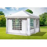 Gartenpavillon 3x4m Polyester Braun Partyzelt Wasserdicht Fenster Festzelt Event