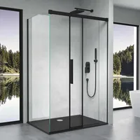 doporro Duschkabine 100x130x195cm Eckdusche Rechts-oder Linkseinstieg ESG-Sicherheitsglas Klarglas inkl. Nano-Beschichtung - Schwarz,