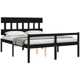 furnicato Bett Seniorenbett mit Kopfteil Schwarz Kingsize Massivholz (1-tlg) schwarz