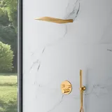 Mariner Duschsystem mit Eden round Thermostat inkl. Grundkörper, Kopfbrause rund und Metall-Brauseset,