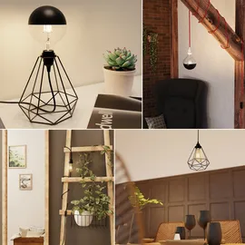 ledscom.de Textilkabel LEKA, Stecker, Schalter, schwarz, 3m, Lampen-Fassung, 1 x E27 max. 60W