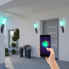 GLOBO LED Wand Fackel Lampe App Sprach Handy Steuerung Außen Leuchte dimmbar im Set inkl. RGB LED Leuchtmittel
