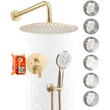 Vevor Duscharmatur Regenduschsystem 254 mm gebürstetes Gold