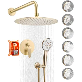 Vevor Duscharmatur Regenduschsystem 254 mm gebürstetes Gold