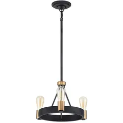 Licht-Erlebnisse Pendelleuchte QUINT Zink Antik Messing Antik 3x E27 bis 60W LE121392