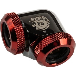 Bitspower Adapter 90 Grad 12mm AD Hardtube auf 12mm AD Hardtube - schwarz glänzend/rot, Wasserkühlung Anschluss, Rot, Schwarz