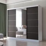 fabryka mebli idźczak Schwebetürenschrank Alba 250 x 218 x 61 cm Weiß/Schwarz