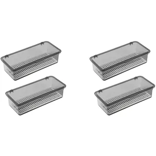 Veciado 4X Bestecktablett mit Deckel, Utensilienaufbewahrung mit Deckel, Besteckkasten Aus Kunststoff, Besteckschubladen-Organizer, Utensilien-AufbewahrungsbehäLterB