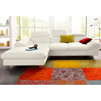 Ecksofa COTTA "Driver L-Form", weiß (altweiß), B:268cm H:73cm T:169cm, LEDER BEEFY (ein abgedecktes Spalt-Rindsleder) im Sitz und Rücken (Korpus in Kunstleder);Luxus-Kunstleder;Kunstleder SOFTLUX;NaturLEDER (echtes Rindsleder), Rückseite mit schwarzem Spannstoff bezogen, Sofas, Ecksofa, mit Kopfteilverstellung, wahlweise mit Bettfunktion & Bettkasten, Topseller