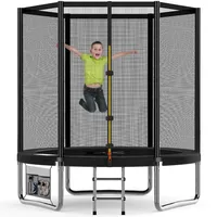 Devoko Trampolin Outdoor Ø 183/228/305/366/427 cm Indoor Trampolin Kinder Gartentrampoline, Komplettset mit Schuhnetz, Leiter, Randabdeckung, Sicherheitsnetz, Belastbarkeit 50 kg (Schwarz)