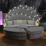 Swing&Harmonie Sonneninsel Rattan Lounge grau