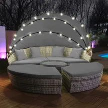 Swing&Harmonie Sonneninsel Rattan Lounge grau