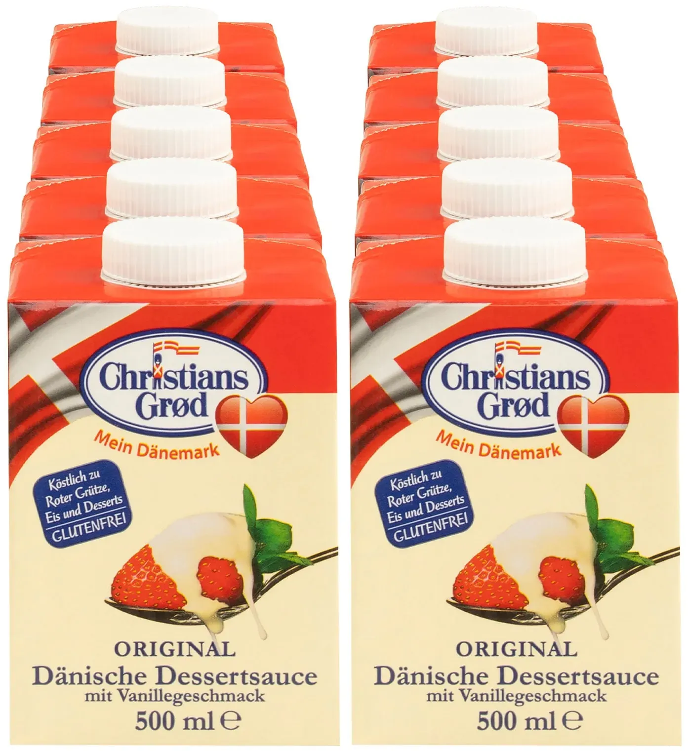 Christians Grod Dänische Dessertsauce Vanille 500 ml, 10er Pack