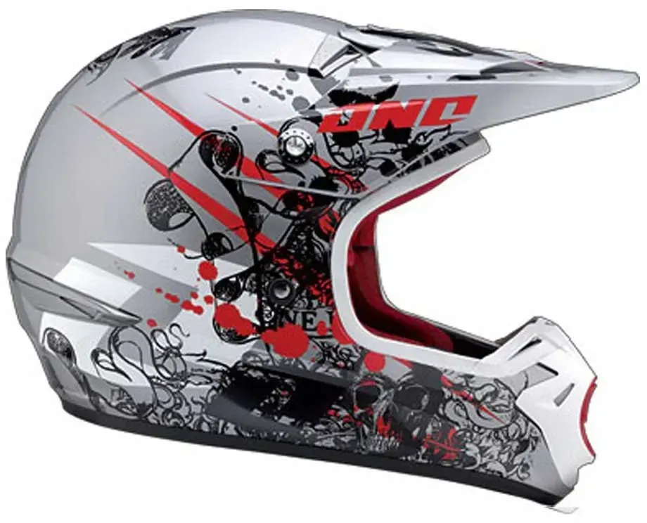 One Industries Kombat Massacre Offroad-helm - Silver / Red - S