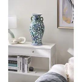 Beliani Blumenvase Segowia Porzellan 47 cm Weiß / Blau