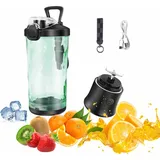 Tragbarer Mixer, 600 ml Tragbarer Mixer Smoothie Maker, Mini Smoothie Mixer USB Wiederaufladbar, Starke Schneidleistung mit 6 Ultrascharfen Klingen für Reise, Büro & Sport