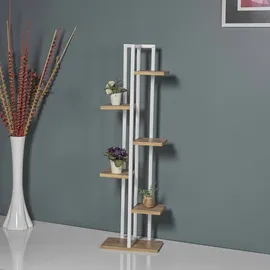 [en.casa] Blumenständer Tohmajärvi 120 x 34 x 21 cm Weiß/Walnuss