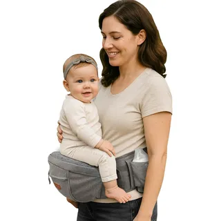 Sunveno Baby Hüftsitz kleinkind Ergonomische babytrage neugeborene Baby Hüftsitz babytrage ab geburt Babycare Tragetuch Baby Neugeborene Vordertrage für 0-20 kg Baby, Grau