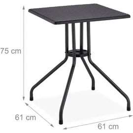 Relaxdays Gartentisch quadratisch 61 x 61 x 75 cm Schwarz