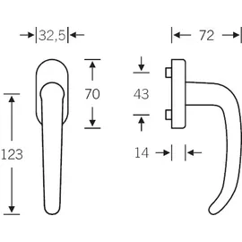 FSB Fenstergriff 34 1023, ovale Ros., Aluminium