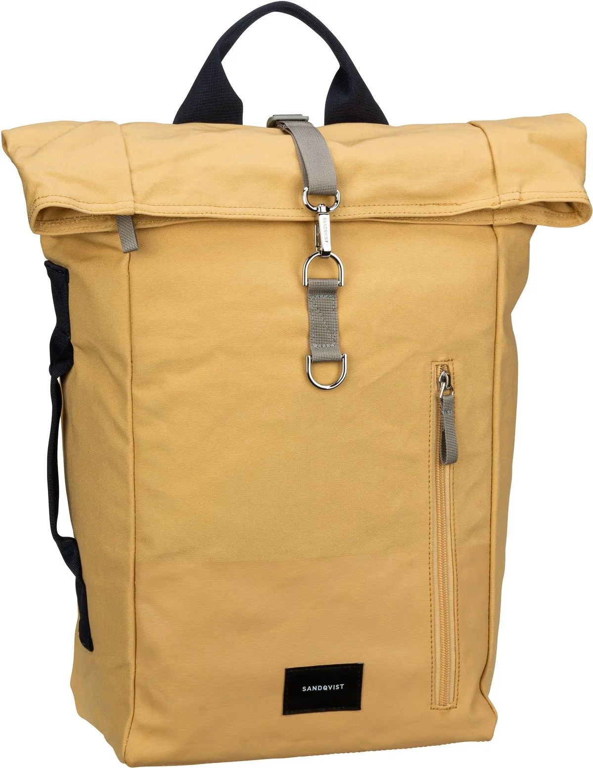Sandqvist Dante Vegan Rolltop  in Yellow Leaf/Navy Webbing (18 Liter), Rucksack / Backpack