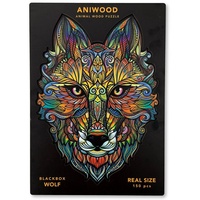 BestSaller Aniwood J2315M - Animal Wood Puzzle, Blackbox Wolf M, Holz-Puzzle, 150 Teile