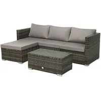 Svita Queens Polyrattan Lounge Eck-Sofa Gartenmöbel Haube Set Braun