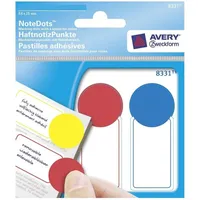 Avery Zweckform Haftnotizblock Haftnotiz-Punkte 3-farbig sortiert 900x, Notiz-Zettel Klebe-Zettel Lesezeichen Etikett Haftstreifen Flag weiß