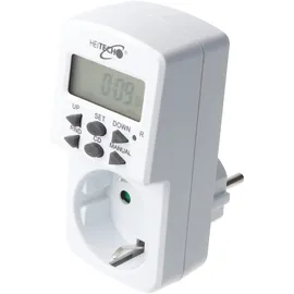 Heitech Digitale Zeitschaltuhr mit Kindersicherung, Mini Zeitschaltuhr bis max. 16A, 1800W, 10 Schaltprogramme für 24 Stunden /