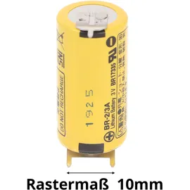 Panasonic Rastermaß 10mm, Panasonic BR-2/3AE2SPE Lithium Batterie mit Print Kontakt 3,0 Volt