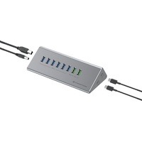 Conceptronic Dock USB-C->1xUSB-C,6xUSB-A,100WPD o.N.0.37m USB B), Dockingstation + USB Hub, Grau