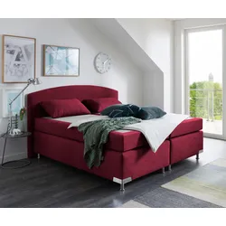 Boxspringbett "Amsterdam", rot (bordeaux, rot), B:175cm L:210cm, WESTFALIA SCHLAFKOMFORT, Komplettbetten