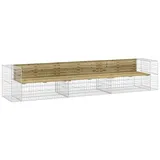 vidaXL Gartenbank aus Gabionen 347x71x65,5 cm Kiefernholz Imprägniert