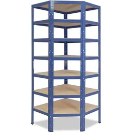 shelfplaza Eckregal, blau Metall, Rechteckig, 70x230x40 cm, Freizeit, Heimwerken, Werkstatt, Schwerlastregale