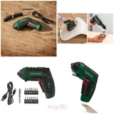 Parkside Akku Schrauber 4 V USB Ladekabel LED 15 tlg Bit Satz LED 1500 mAh