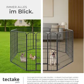 Tectake Welpenauslauf 8-teilig faltbar Grau 154 x 154 x 100 cm