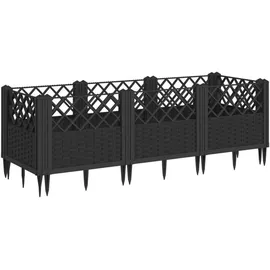 vidaXL Pflanzkasten mit Erdspießen 123,5 x 43,5 x 43,5 cm Schwarz