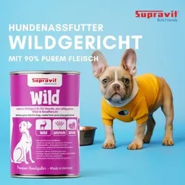 Supravit Nassfutter Wildfleisch Gemüse und Nudeln 6 x 820 g