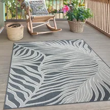 s.Oliver Teppich Skadom, Wende-Teppich im Blatt Design, auch für Balkon und Terrasse, rechteckig, Höhe: 5 mm, für In- und Outdoor geeignet, wetterfest & UV-beständig grau 80 cm x 150 cm x 5 mm