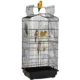 Vogelkäfig Vogelvoliere Tierkäfig Vogelhaus für Papagei Wellensittich 46 x 35.5 x 104.5cm Schwarz - Yaheetech