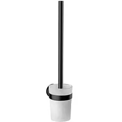 Emco Round Toilettenbürstengarnitur 431513301 schwarz, Behälter Kristallglas satiniert
