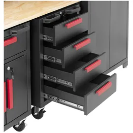 MSW Werkstattschrank modular 132 x 42,7 x 2,5 cm Platte Lochwand 2 Rollcontainer verriegelbar Werkzeugschrank Metall Werkstattschrank Metallschrank Hängeschrank