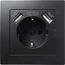 McPower Schutzkontakt-Steckdose mit 2x USB McPower ''Flair'',250V, 5V/2,1A,UP,matt schwarz