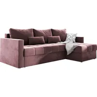 Moderne Ecksofa mit Schlaffunktion MIO 145x225 cm Eckcouch L-Form Schlaffsofa Couchgarnitur Polsterecke Bettsofa Sofa - Rosa KR27 - Rosa