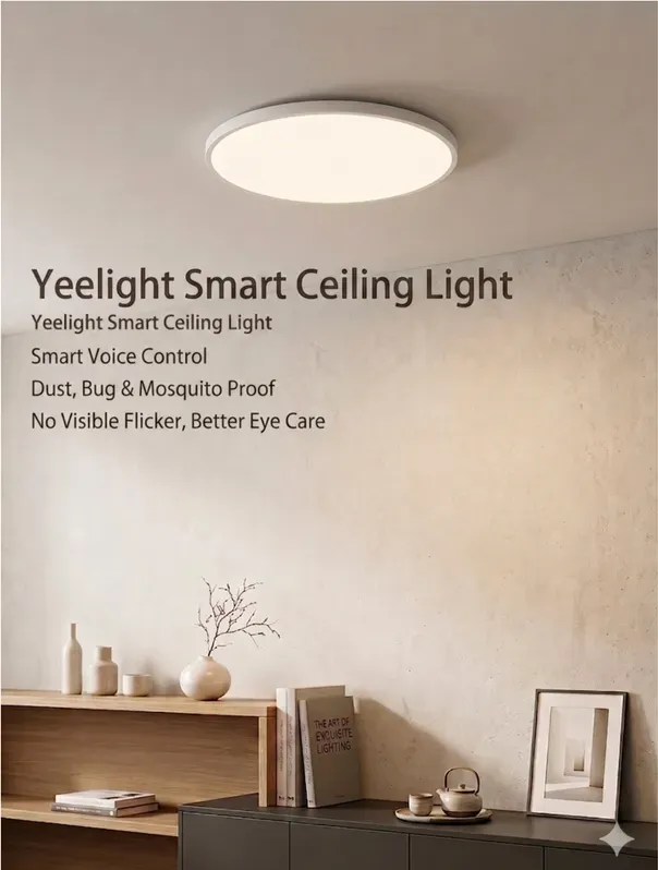 Yeelight 30 cm runde smarte Quecksilber-Deckenleuchte – App- und Sprachsteuerung, dimmbare LED, einstellbare Farbtemperatur, moderne Einbauleuchte für Wohn- und Schlafzimmer, kompatibel mit Alexa, Google Home, SmartThings und Mijia